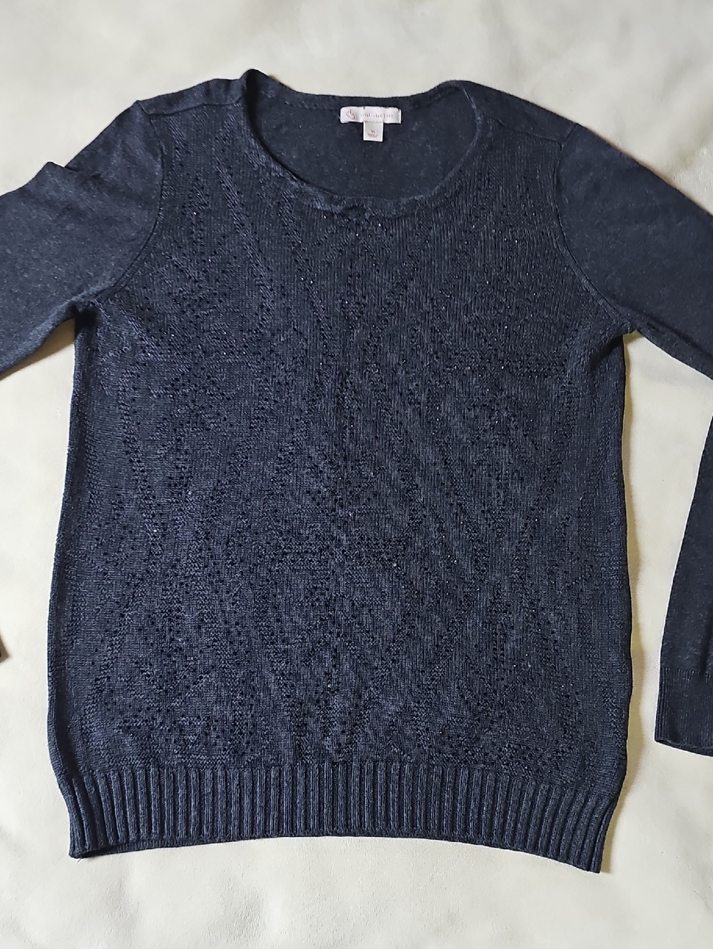 Classic Dark Grey Scoop Neck Knit Sweater.
